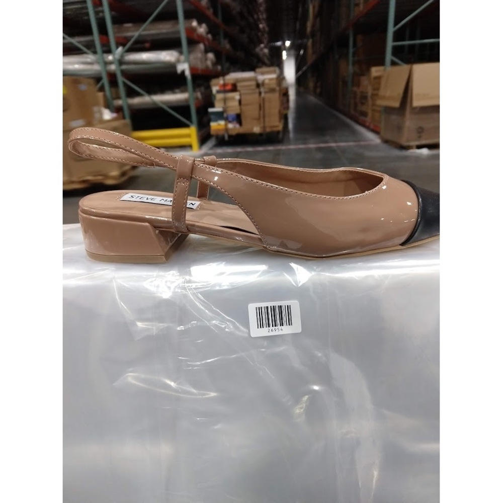 Steve Madden Allure Nude Glossy Patent Leather Pointed Toe Slingback Shoes